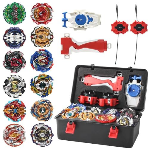 LUFEIS Bey Burst Turbo Blade Set, 12in1 Kampfkreisel Set, 4D Metal Fusion Mit Launcher, Metall Fusion Kampf Kreisel, Mit Tragbare Aufbewahrungsbox, Geschenk Für Kinder Ab 6 Jahren (Bunt)