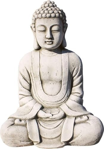 Genérico Estatua de Buda Sentado en Meditación, Figura Decorativa de Jardín o Interior, Acabado Antiguo