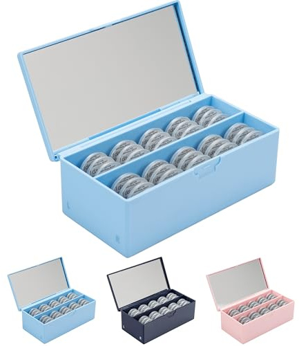 EYEPOCKET Daily Contact Lens Case - Travel Contact Case, Daily Lens Organizer, Flip Top Eye Contacts Carrier for Disposable Lenses & Dailies, Light Blue