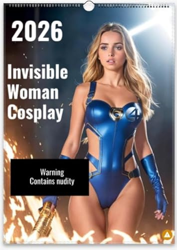 Calendario de pared 2026, cosplay invisible de mujer desnuda, 12 meses