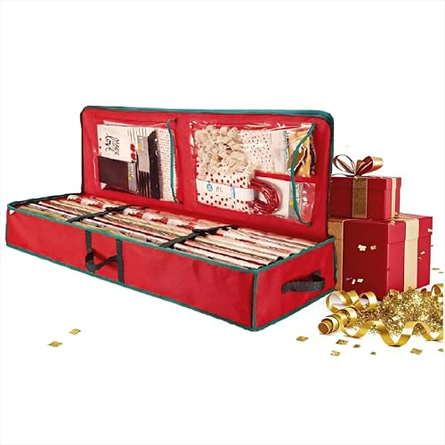 Dasellfa Bolsa de Almacenamiento para Papel de Regalo, Organizador de Papel de Embalaje Material Impermeable de tela Oxford 600D, para Guardar Rollos de Papel de Regalo y Navidad Decorativos