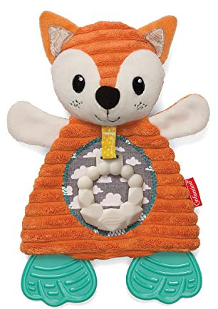 INFANTINO Go Gaga Cuddly Teether Fox, Spielzeug-Fuchs, für die sensorische Erkundung, Teether aus Silikon, Beißring und Zahnungshilfe, mehrfarbig, 316201