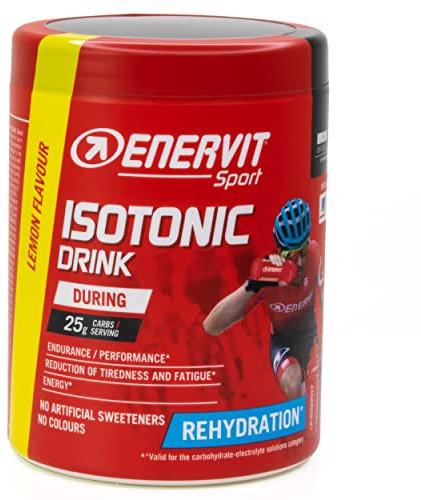 Enervit, Isotonic Drink Limone, Bevanda Reidratante, Per Reidratarsi Durante Sforzi Prolungati, Riduce la Stanchezza, 25g di Carboidrati a Porzione, Gusto Limone, Barattolo da 420g