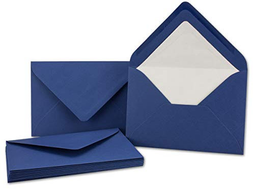 25x Kuverts in Dunkel-Blau - Brief-Umschläge in DIN B6-12,5 x 17,6 cm geripptes Papier - weißes Seidenfutter für Weihnachten & festliche Anlässe