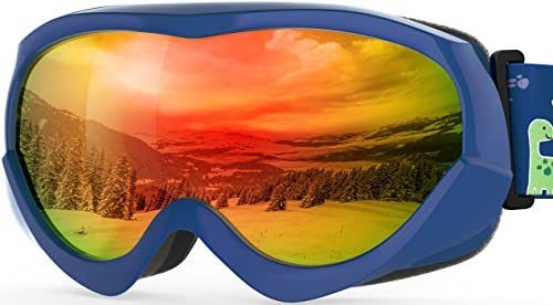 OutdoorMaster Kinder Skibrille - Helmkompatible Schneebrille für Jungen & Mädchen mit 100% UV-Schutz - VLT 14.3%