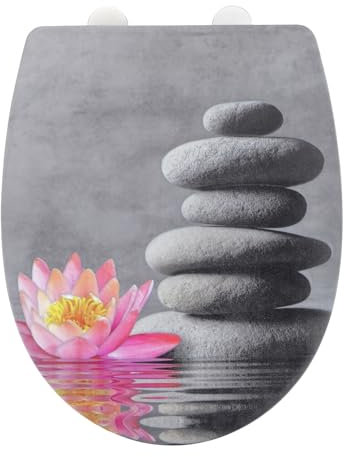 WENKO WC-Sitz Mod. Water Lily mit strukturierter Oberfläche und Absenkautomatik aus bruchstabilem Thermoplast in Mehrfarbig 36,5 x 45 cm