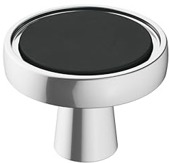 Amerock | Cabinet Knob | Polished Chrome/Matte Black | 1-3/8 inch (35 mm) Diameter | Mergence | 1 Pack | Drawer Knob | Cabinet Hardware