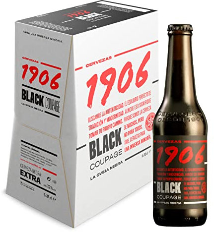 1906 Black Coupage - Cerveza Lager Extra, Pack de 6 Botellas x 33 cl, Sabor Amargo y Notas de Regaliz y Cacao, Galardonada Internacionalmente, 7.2% Volumen de Alcohol