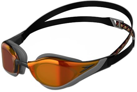 Speedo Unisex Fastskin Pure Focus Swimming Goggles | Competitive Racing Goggles | Anti-Fog | Anti-Leak, Black/Red, One Size