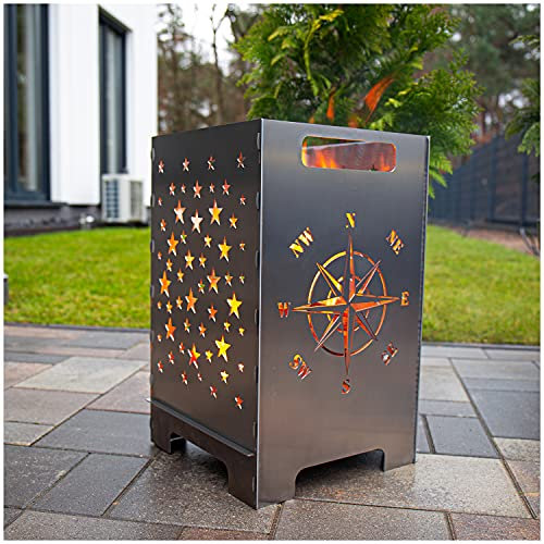 tuning-art FK01 Panier à feu Baril à feu Bol à feu, Grand, enfichable, Facile à Nettoyer 50x30x30, Taille:Rose des Vents 45L