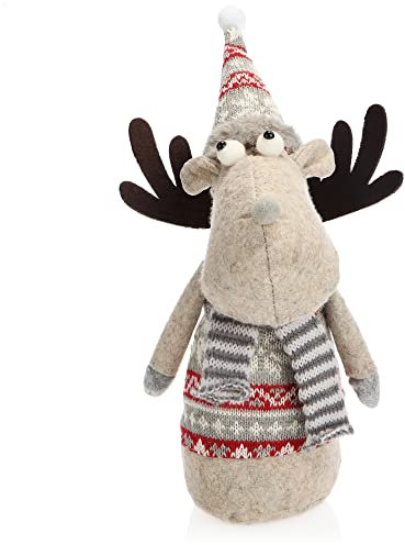 com-four® Elchfigur für die Weihnachtsdeko, winterliche Rentier-Figur als schwedische Dekoartikel, niedlicher Kantenhocker als Raumschmuck oder Geschenk (1 Stück - grau)