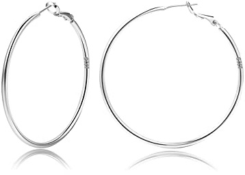 Pendientes de aro grandes de plata de ley 925, de oro y plata, de gran tamaño para mujer, de 14 quilates, chapados en oro auténtico, círculo infinito, 20/30/40/50/60/70 mm para niñas