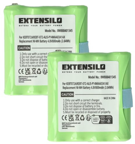 EXTENSILO 2X Akku kompatibel mit Motorola TLKR T3, T4, T5, T50, T6, T60, T61, T7, T8, T80 Funkgerät, Walkie Talkie (800mAh, 4,8V, NiMH)