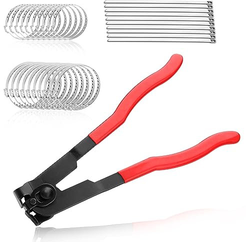 LEONTOOL 31PCS CV Joint Boot Clamp Plier with Adjustable Stainless Steel Ear Joint Banding Clamps Locking Metal Cable Zip Ties Automotive CV Axle Boot Repair Kit CV Boot Clamp Tool for Most Cars