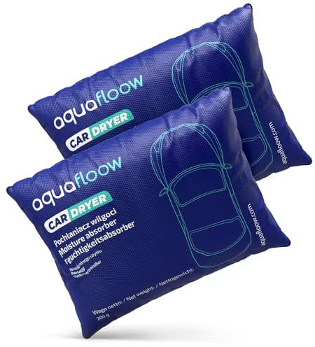 Aquafloow 2x Deumidificatore per Auto 200g, Riutilizzabile Deumidificatore Granulato | Assorbe l'umidità su Parabrezza e Interni | Cuscino Deumidificatore per Guardaroba, Auto, Camera da Letto