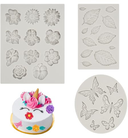 3 Pezzi Stampo In Silicone Per Fiori Di Rose - Stampi Per Pasta Di Zucchero, Cioccolato, Fondente, Burro, Sapone