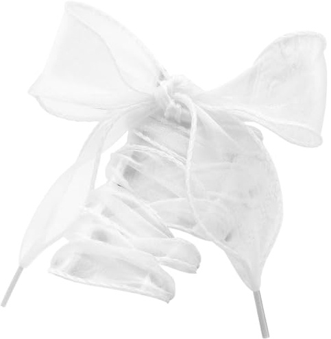 WEGOODZF platt ribbon Organza skosnören: 4 cm brett snögarn skoband, 01 vit, 80CM (31)