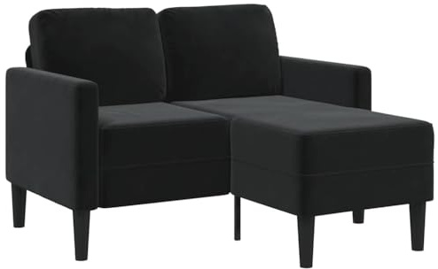 vidaXL Canapé 2 Places avec méridienne en L Noir 125 cm Velours