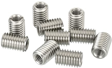 HiPicco 10 Pcs Thread Adapter Sleeve Reducing Nut, M8 x 1.25 Male to M6 x 1 Female Thread Stainless Steel Repair Insert Nut Screw 15mm Length Reducer Conversion Fastener