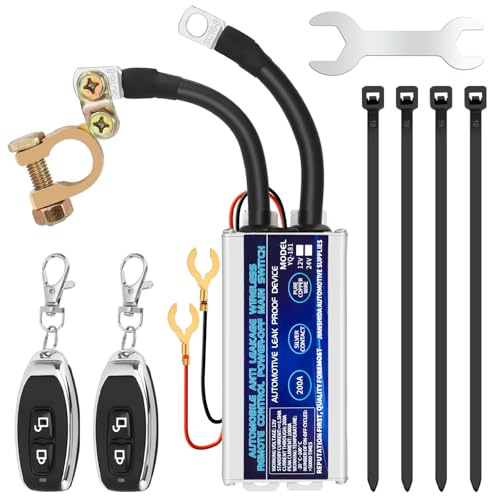 12V Desconectador de Batería Coche, Interruptor de apagado para coche con control remoto, con 2 telecomandos, Inteligente Desconectador De Bateria Coche, para moto, RV, ATV, camión, barco