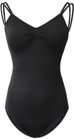 SDIUAKBV Ballet Adulto Mallot de Danza Maillot de Ballet con Tirantes Finos for Mujer, Maillot de Bailarina, Camisola, Maillot de Ballet, Maillot de Baile Sexy Negro for Adultos(Black,M)