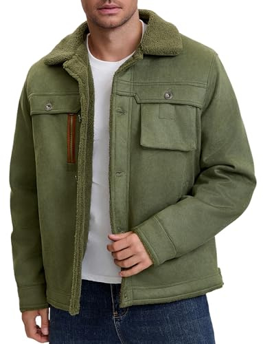 AIEOE Hommes Veste Polaire d'Hiver Parka Doublée Col Montant Doublure Intérieure Blouson Cargo Jaquette XXL