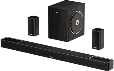 ULTIMEA Barra de Sonido TV 5.1.2CH Envolvente Inalámbrico, Sistema de Sonido con Dolby Atmos, Subwoofer Inalámbrico, Amplificador GAN, 4K HDR Passthrough, 530W, HDMI eARC, Bluetooth 5.4, Skywave X40