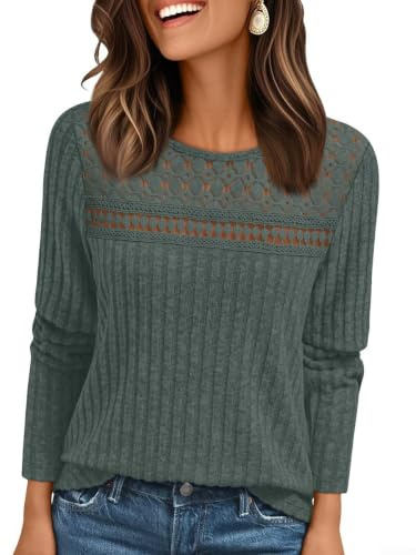 Enfärgad ribbad pullover topp för kvinnor semester stil | Ihålig design, långa ärmar, solid färg, medium stretch, sommar strandkläder