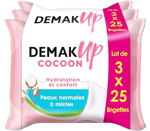 demak' Up Cocoon 3 paquetes de 25 toallitas leche Desmaquillante pieles normales/mixtas
