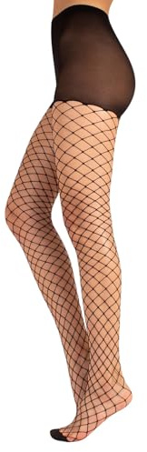 CALZITALY Collant a Rete | Calze a Rete Grande | Moda Donna | Collant Rete Fashion | S/M L/XL | Nero, Naturale | Made In Italy (Nero, L/XL)