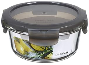 LocknLock OVEN GLASS Frischhaltedosen Glas mit Deckel | 380 ml Rund, Ø130 x 65 mm | Kühlschrank, Gefriertruhe & Spülmaschine | Borosilikat-Glas bis 400°C ofenfest | Mikrowellengeschirr mit Deckel