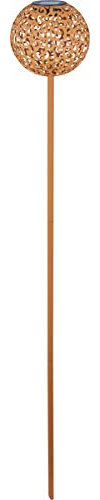 Dehner Dekostab Solar-Kugelleuchte Lagos, Ø 16 cm, Höhe 120 cm, Metall/Kunststoff, Kupfer