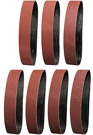 Sruhrak Nastri Abrasivi 50x686mm - 2 Ciascuno di Grane 40/60/80/120/180/240/400 Carta Abrasiva per Levigatrice a Nastro, per Levigare e Rimuovere Metallo/Legno (14 Pezzi)