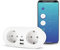 Garza Smart, Enchufe Wifi doble inteligente con 2 tomas y 2 puertos USB, programable, WiFi 2.4 GHz, con medidor de consumo, control remoto por app y por voz Alexa/Google, color blanco