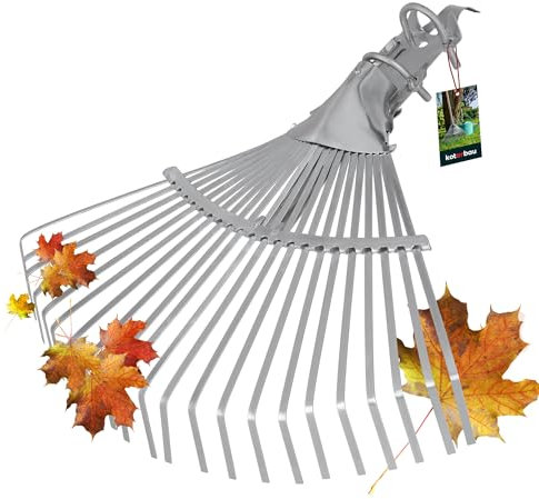 KOTARBAU® Rastrillo de hojas galvanizado, ancho ajustable con púas de alambre plano.