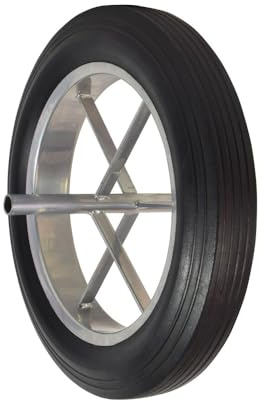 Oxeo Roue de brouette increvable Jante métal Ø270 mm - Pneu 385 x 66 mm - Axe soudé Ø20mm Longueur 242mm