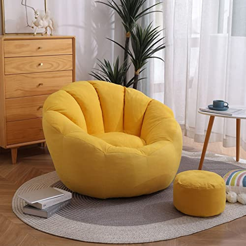 CSstone Bean Bag Sitzkissen Sessel Bodenkissen Aufbewahrungstasche Sitzsack Wohnzimmer Garten (Nur Cover) Bodenkissen Hocker Kinder Sitzsäcke Möbel Kissen Sessel Sofa,Gelb
