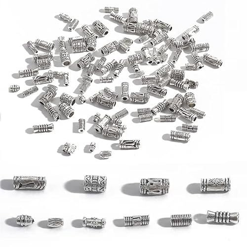 SHULLIN Ca 100 Stück Metallperlen Perlenkappen Zwischenperlen Metall tibetischen Legierung Spacer Perlen Metallperlen Zwischenperlen Tibetische Legierung Perlen für Armbänder Basteln Bastelperlen