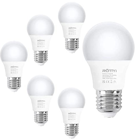 ROTTYI E27 LED Schraub Glühbirnen 60W Äquivalent, 3000K Warmweiße LED Glühbirne, 8W 880LM LED Glühbirne, BC A60 GLS Energiesparlampen, Classic Form nicht dimmbar, 6-Pack [Energieklasse E]