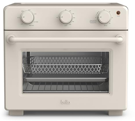 bella Air Fry Toaster Oven, 7 Preset Cooking Options, Dishwasher-Safe EverGood Coated Trays Included, 60-Minute Auto Shutoff w Audible Timer, Power Indicator Light, 1700 Watt, Oatmilk