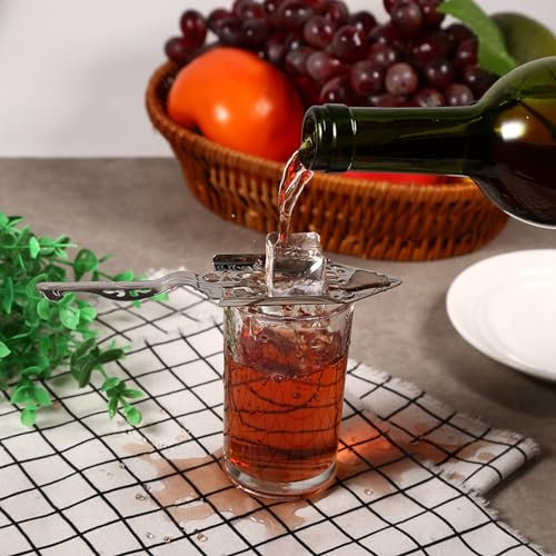 1 cuchara de absenta de acero inoxidable, cuchara de ajenjo vintage, para cóctel, bar, vaso de vidrio, filtro de bebida, cuchara de fuente de absenta ahuecada (cuchara de absenta vintage)