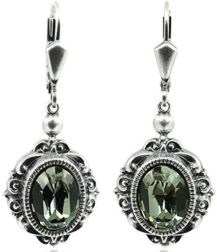 Vintage Ohrringe Marken Kristalle Grau Silber Black Diamond NOBEL SCHMUCK