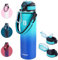 TOPBADE Edelstahl Trinkflasche mit Strohhalm 0.7L, 2 Deckel(Strohhalm/no Strohhalm) Auslaufsicher Flasche mit Paracord Griff, Kohlensäure geeignet Wasserflasche Thermo für,Schule, Fitness