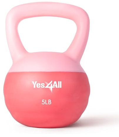 Yes4All Soft Kettlebell, PVC Kettlebells Exercise Weights, 5LB/10LB/15LB/20LB Color-Coded Strength Training Kettlebells, Soft & Gentle Hand Weights for Women at Home - 20LB - Peach Fuzz
