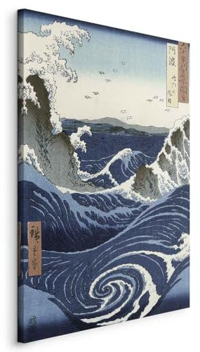 murando - Quadro Acustico Utagawa Hiroshige 80x120 cm 1 Pezzo schiuma acustica Quadri Moderni - Stampa su Tela Protezione dai Rumori Decorazione da Parete Ufficio Vista Vortici l-E-12308-b-a