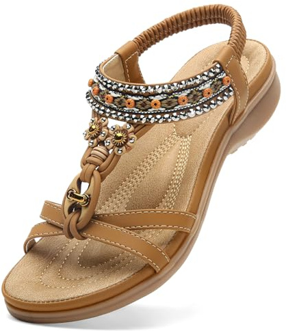 Littleplum Sandales Plats Femme Été Confortable Mode Tong Plage Claquettes,A Marron 41 EU
