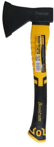 EasySpeed Hacha de Mano, Hacha con Mago de Fibra Vidrio Antideslizante para Ramas y Leña con Cabeza de 1000 gr, Corte Preciso para Jardinería y Camping, Uso Doméstico y Profesional, Negro y Amarillo