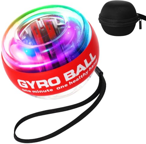 APXEL Balle D'entraînement, Gyroscopique, Automatique Balle de Force, Résistance Illimitée et Contrôle de la Lumière, Accessoire Fitness Portable pour Entraînement Bras Bras Doigt Poignet, Rouge