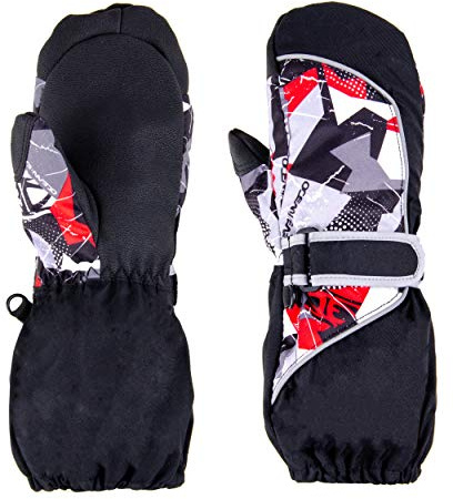 TRIWONDER Guantes de Invierno Niños Manoplas de Esquí Cálidas para Clima Frío Snowboard al Aire Libre (B - Negro, M (9-12 años))