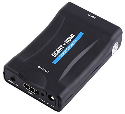 Tosuny HDMI-SCART-omvandlare, mini-scartt till HDMI ljud videoadapter omvandlare med USB-kabel smartphone till HDTV, stöder 720p/1080p utgång, kompatibel med HDMI1.4, svart